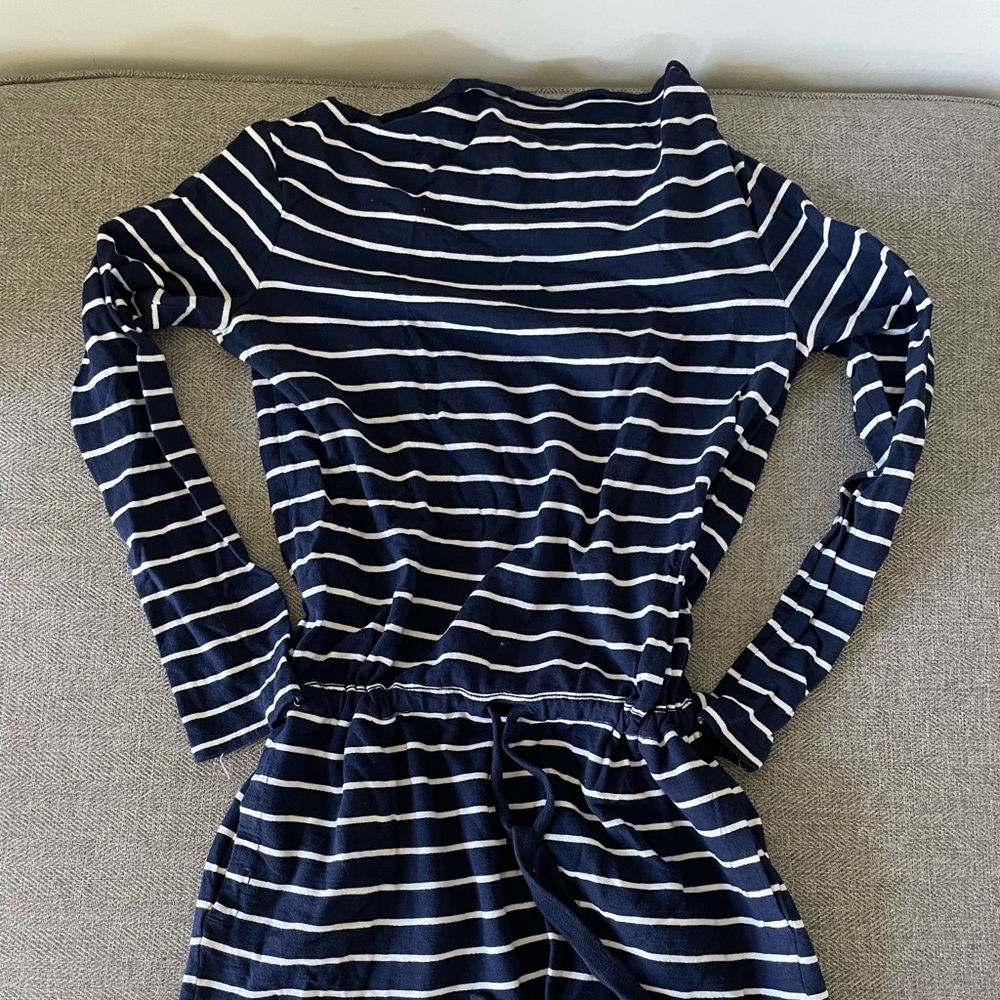 Long Sleeve Striped Dress - Relaxed Neck